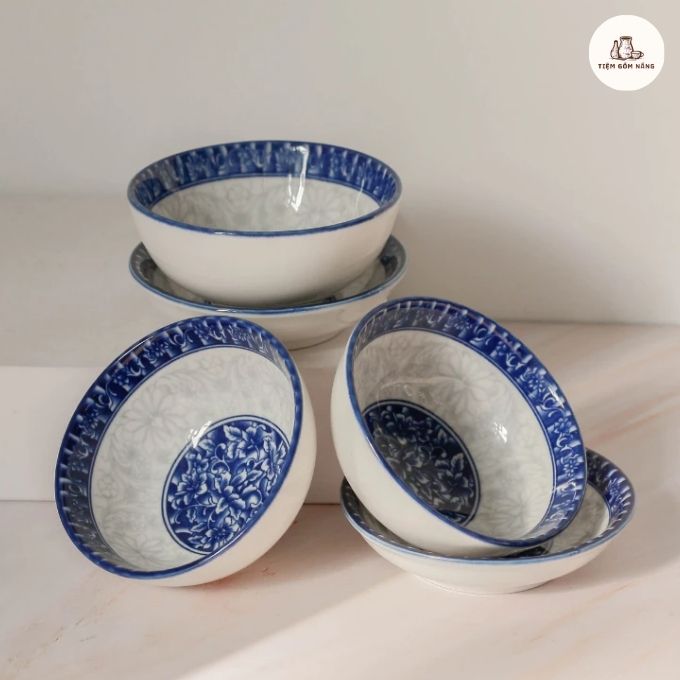 Bát gốm sứ hoa xanh lam đẹp